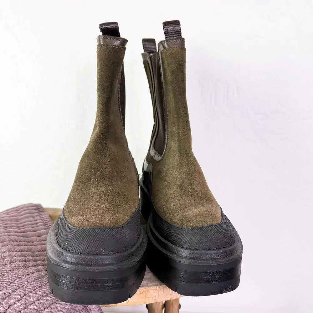 Sam Edelman Lulia Leather Suede Chelsea Lug Sole Platform Combat Boots 7.5 NWT
